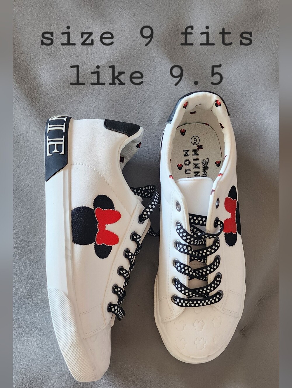 Size 9 Minnie Mouse Sneakers with Red Bows